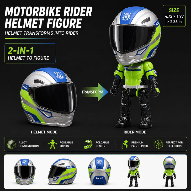 2-in-1 Transforming Motorcycle Helmet Rider Figure