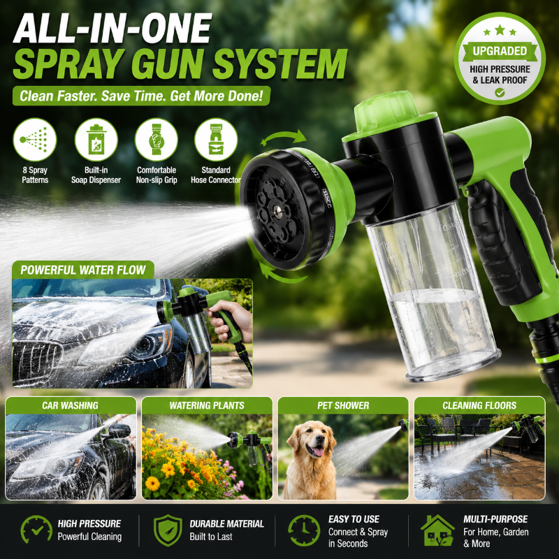 All-in-One Spray Gun System – Powerful High Pressure Hose Nozzle
