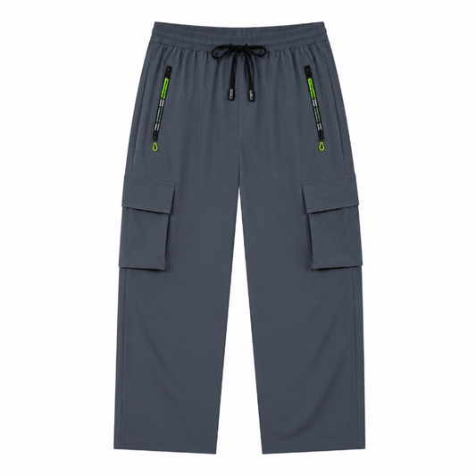 Men's Techwear Cargo Pants – Relaxed Fit Utility Trousers with Drawstring Waist