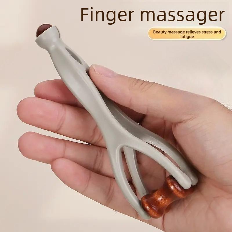 New Wooden Finger Massager with Roller — Hand Joint Acupressure & Meridian Massage Tool