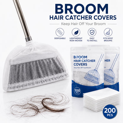 🧹 100PCS Disposable Broom Hair Catcher Covers – Elastic Dust & Hair Collection Bags for Household Brooms