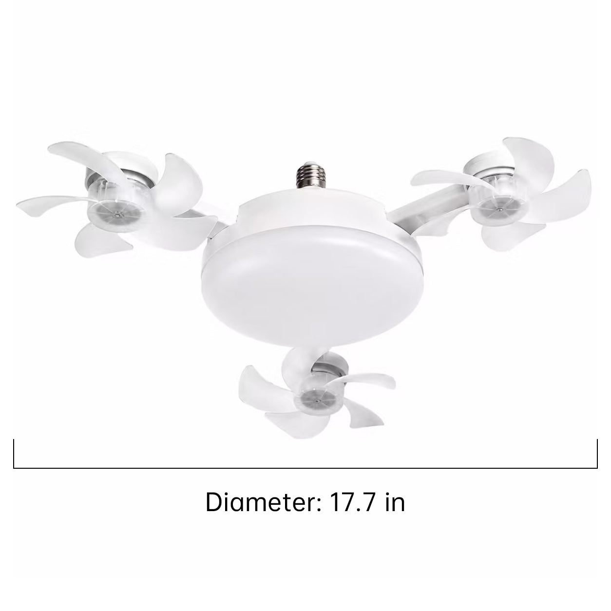 Ceiling Fan Light with Remote Control, E27 Base, 3-Speed Wind & Adjustable Lighting