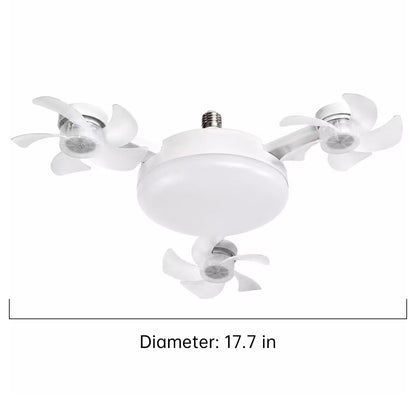 Ceiling Fan Light with Remote Control, E27 Base, 3-Speed Wind & Adjustable Lighting