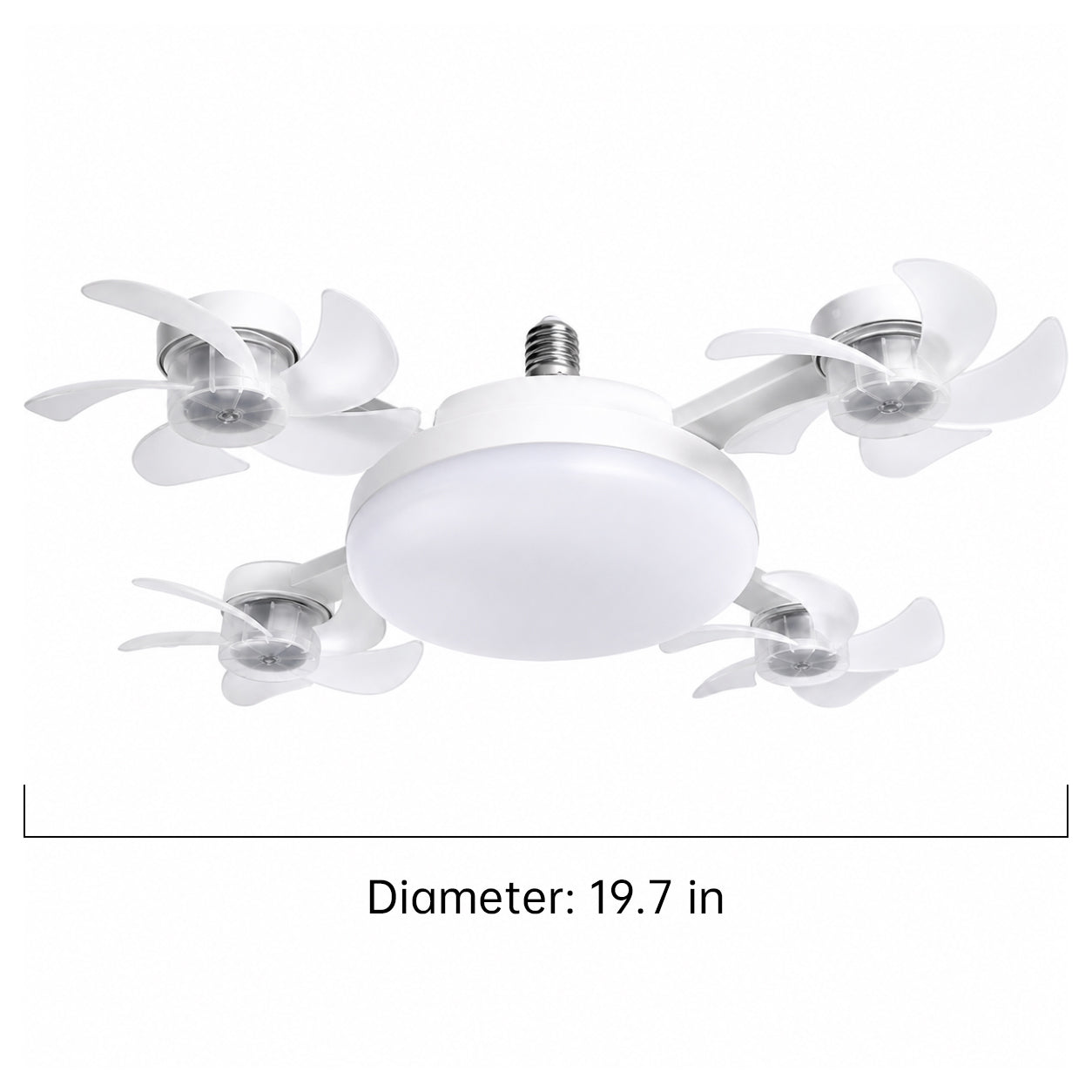 Ceiling Fan Light with Remote Control, E27 Base, 3-Speed Wind & Adjustable Lighting