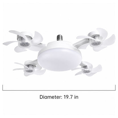 Ceiling Fan Light with Remote Control, E27 Base, 3-Speed Wind & Adjustable Lighting