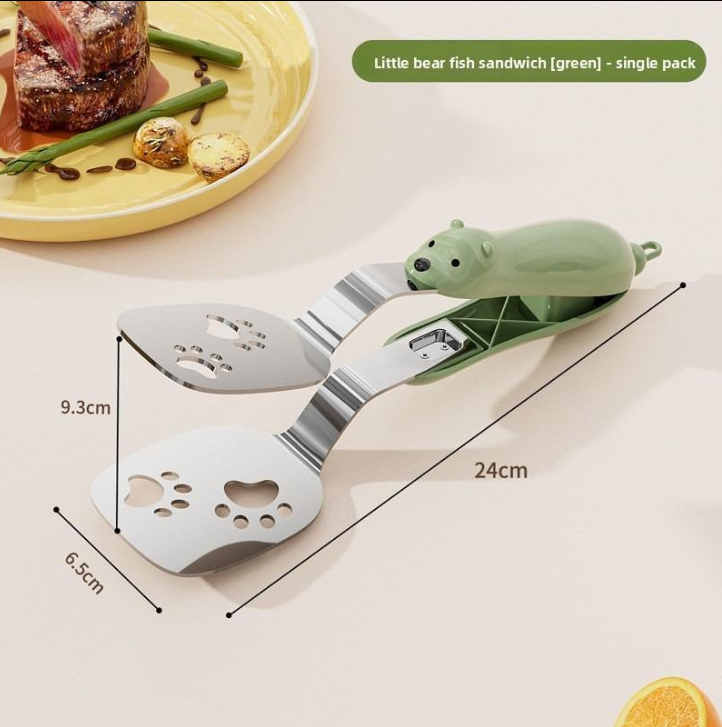 Stainless Steel Bear Pancake Griddle Clip Multifunctional Kitchen Tool for Frying Eggs, Fish, and Steaks