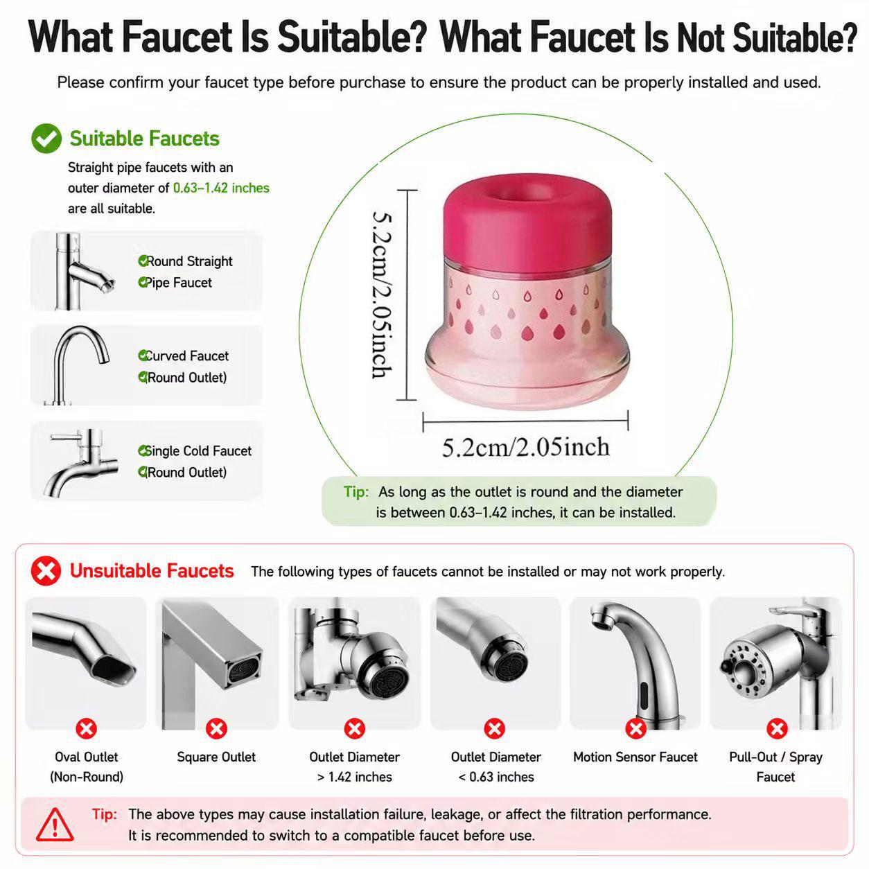 Miniature Water Faucet Filter with Multi-Layer Filtration for Fresh Water Kitchen Vegetable Washing Splash Guard Rotatable Water-Saving Purifier for Home Use