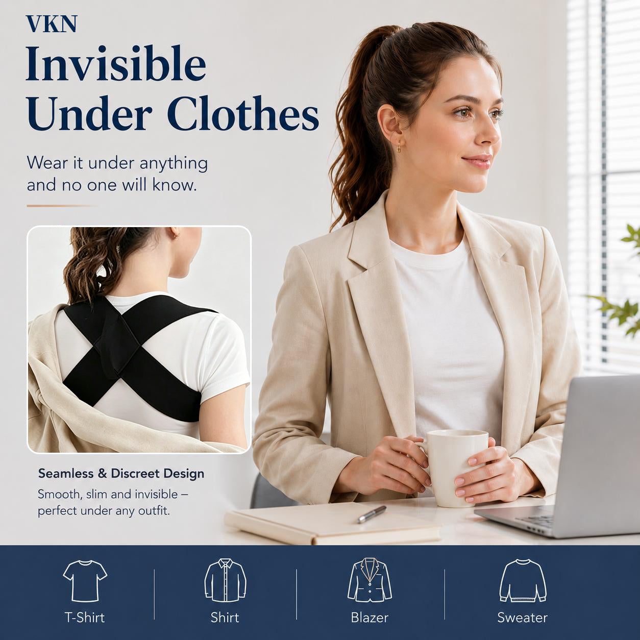 Stop Slouching & Start Standing Tall – Lightweight Posture Support Brace Designed to Gently Pull Shoulders Back and Encourage Better Alignment