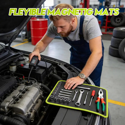 3Pcs Magnetic Tool Mat with 25Lb Telescoping Magnetic Pickup Pen,3 Different Size Parts Tool Holder Pad for Organizing Mechanic Wrench Screw Bolts Nuts and Other Small Metal Parts