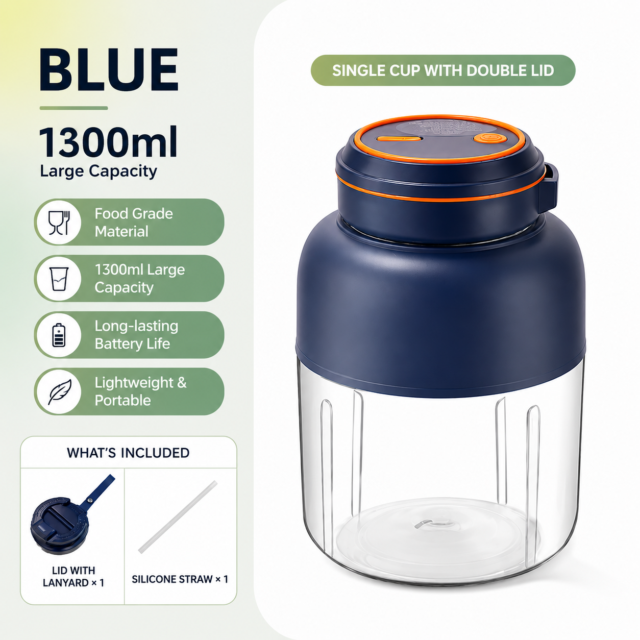 38 Blades Portable Blender Cup, Large Capacity Multi-Functional Electric Juicer, Powerful Ice Crushing Smoothie Maker for Travel Home