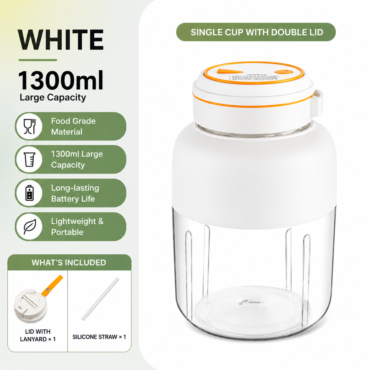 38 Blades Portable Blender Cup, Large Capacity Multi-Functional Electric Juicer, Powerful Ice Crushing Smoothie Maker for Travel Home