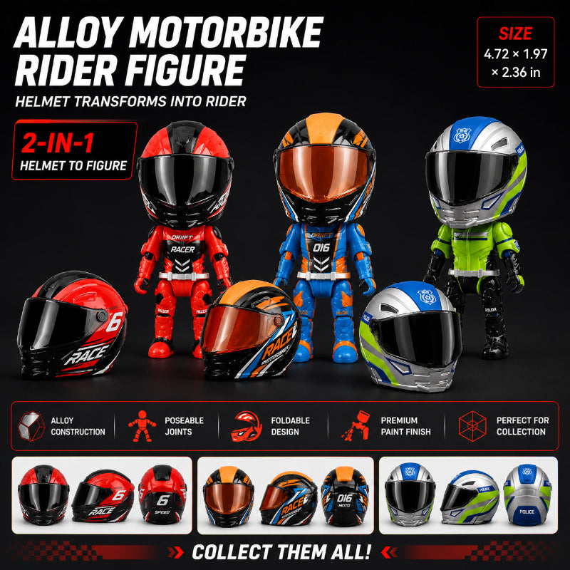 2-in-1 Transforming Motorcycle Helmet Rider Figure