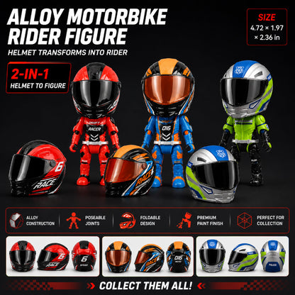 2-in-1 Transforming Motorcycle Helmet Rider Figure