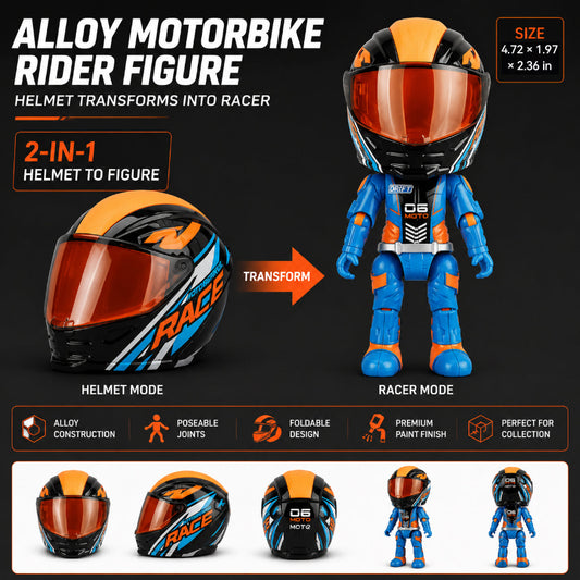 2-in-1 Transforming Motorcycle Helmet Rider Figure