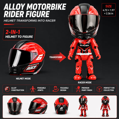 2-in-1 Transforming Motorcycle Helmet Rider Figure