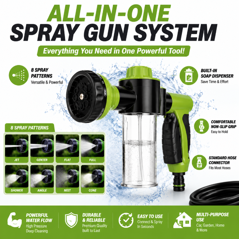 All-in-One Spray Gun System – Powerful High Pressure Hose Nozzle
