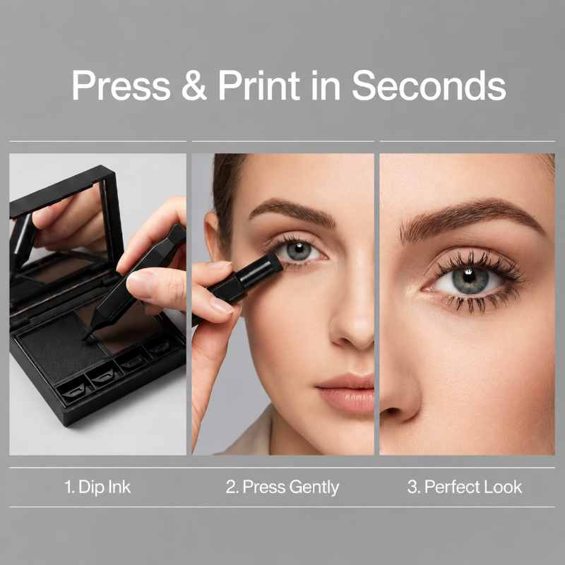 Waterproof Eyeliner Stamp Set with Winged & Lower Eyelash Stamps - Long-Lasting Black Liquid Eye Makeu