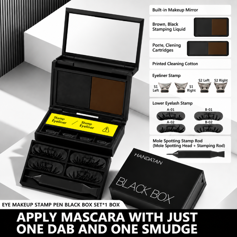 Waterproof Eyeliner Stamp Set with Winged & Lower Eyelash Stamps - Long-Lasting Black Liquid Eye Makeu