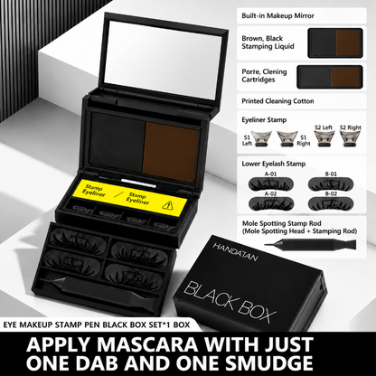 Waterproof Eyeliner Stamp Set with Winged & Lower Eyelash Stamps - Long-Lasting Black Liquid Eye Makeu