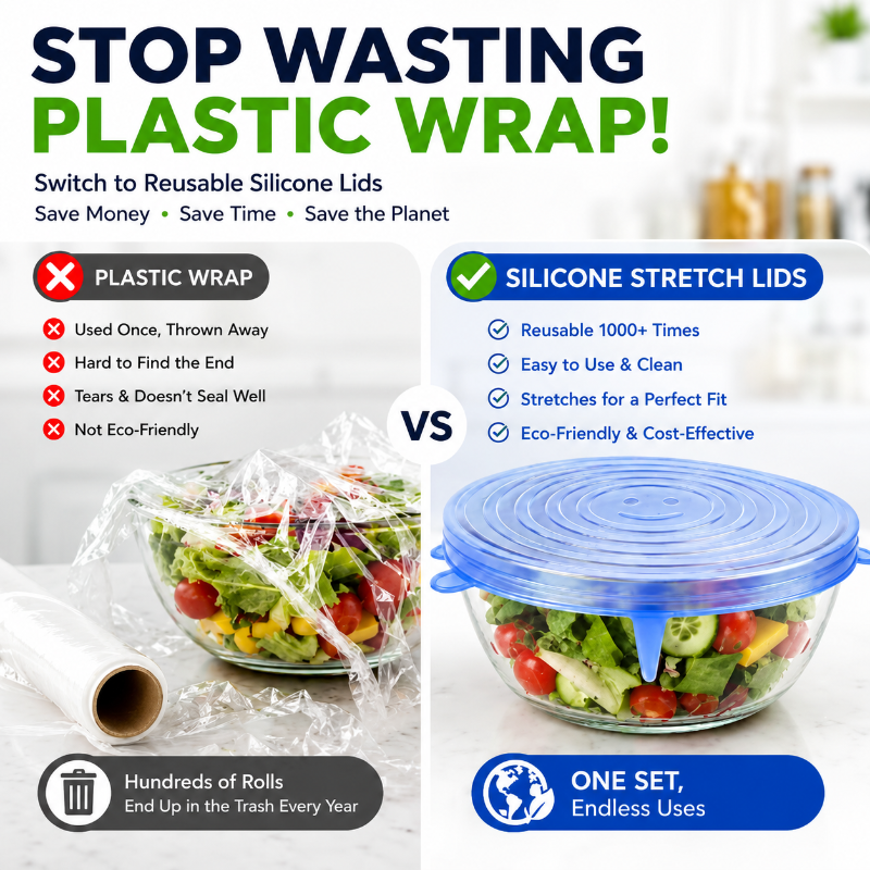 🔅6 Pack Silicone Stretch Lids (2.6", 3.7", 4.3", 5.5", 6.3", 7.7"), Reusable Food Grade Silicone Covers for Bowls,