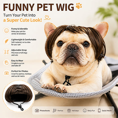 Cute Pet Wig for Dogs & Cats – Funny Dress-Up Hair Costume for Small Pets