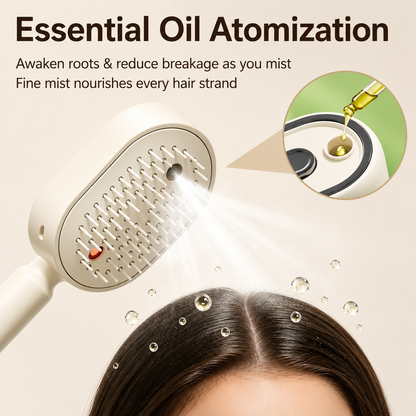 ✨ Electric Spray Air Cushion Massage Comb 💆‍♀️ Essential Oil Infusion • Red Light Therapy • Anti-Static Hair Care