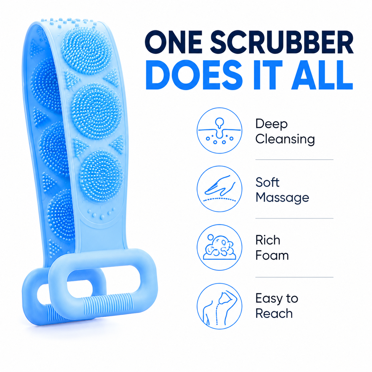🛁2PCS Silicone Back Scrubber Strap – Double-Sided Exfoliating Body Brush with Soft Massage Bristles for Deep Cleansing & Easy Reach