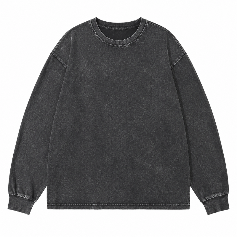 Men's Washed Crewneck Sweatshirt – Relaxed Fit Minimalist Pullover