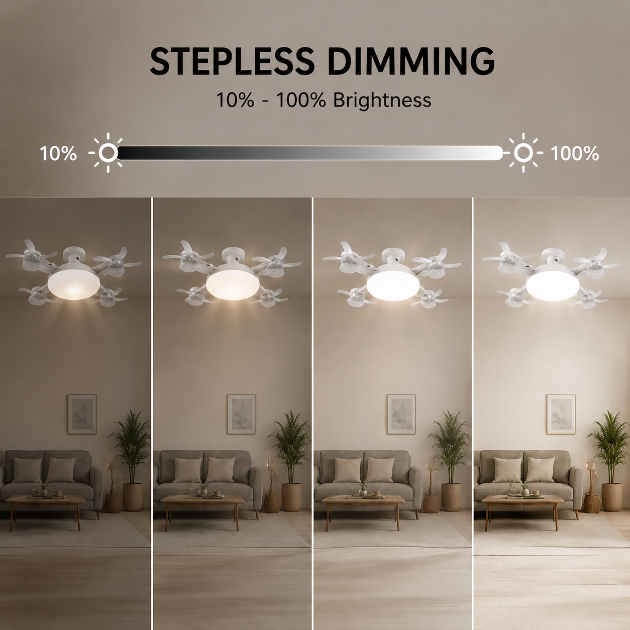 Ceiling Fan Light with Remote Control, E27 Base, 3-Speed Wind & Adjustable Lighting