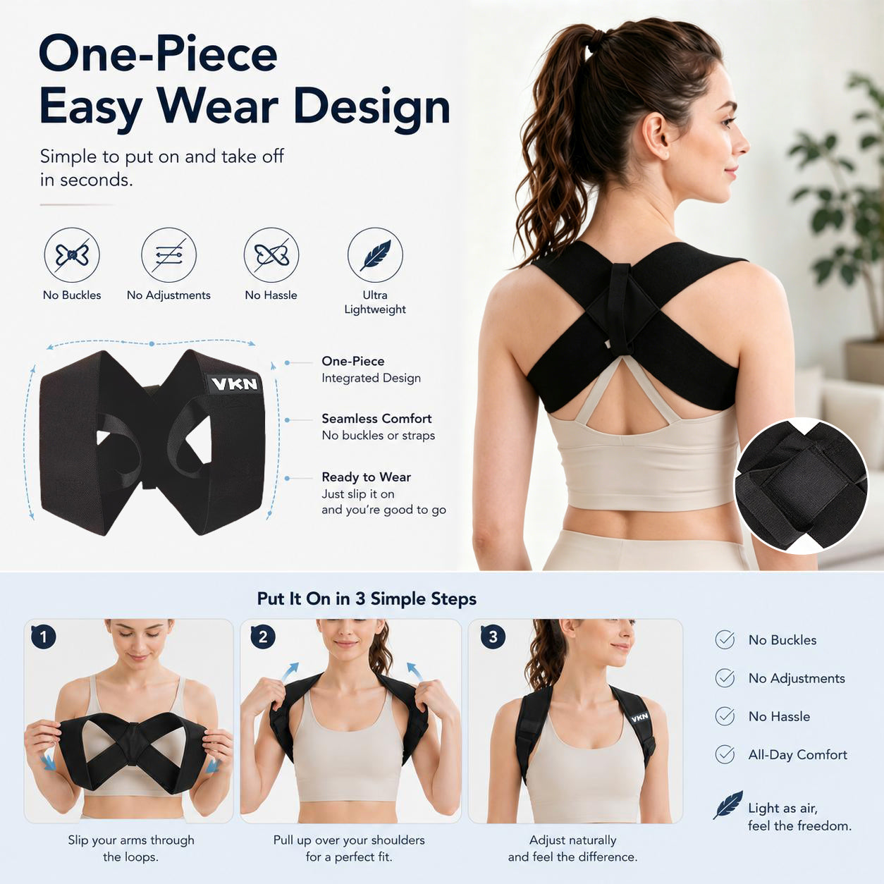 Stop Slouching & Start Standing Tall – Lightweight Posture Support Brace Designed to Gently Pull Shoulders Back and Encourage Better Alignment