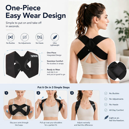 Stop Slouching & Start Standing Tall – Lightweight Posture Support Brace Designed to Gently Pull Shoulders Back and Encourage Better Alignment