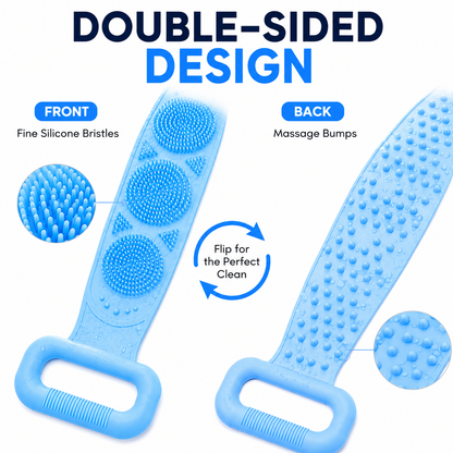 🛁2PCS Silicone Back Scrubber Strap – Double-Sided Exfoliating Body Brush with Soft Massage Bristles for Deep Cleansing & Easy Reach