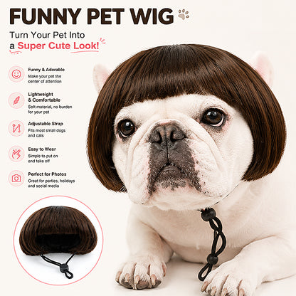 Cute Pet Wig for Dogs & Cats – Funny Dress-Up Hair Costume for Small Pets
