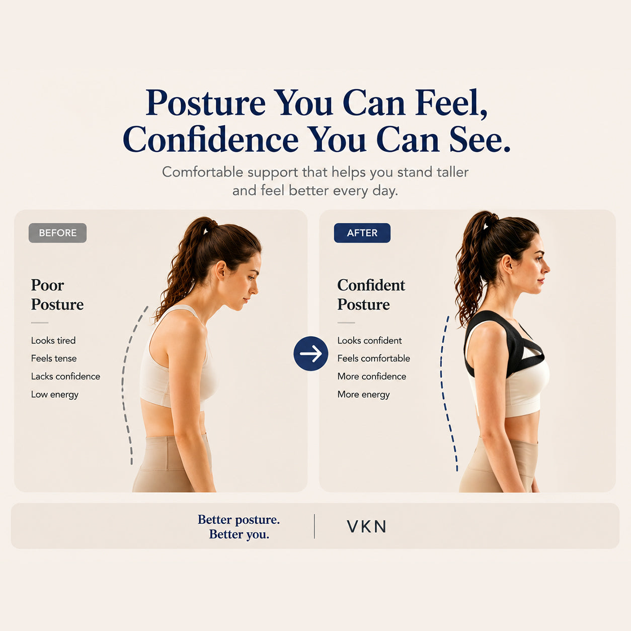 Stop Slouching & Start Standing Tall – Lightweight Posture Support Brace Designed to Gently Pull Shoulders Back and Encourage Better Alignment