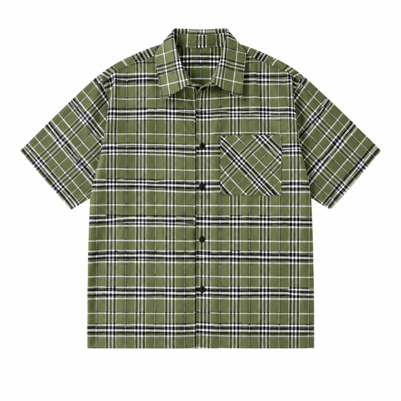 Men's Plaid Short Sleeve Shirt – Relaxed Fit Casual Button Up Shirt