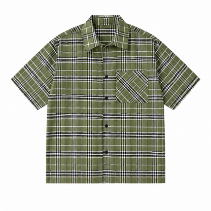 Men's Plaid Short Sleeve Shirt – Relaxed Fit Casual Button Up Shirt