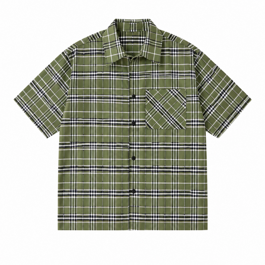 Men's Plaid Short Sleeve Shirt – Relaxed Fit Casual Button Up Shirt