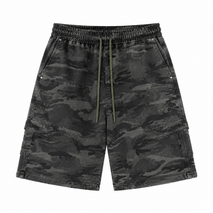 Men's Techwear Camo Cargo Shorts – Relaxed Fit Utility Casual Shorts