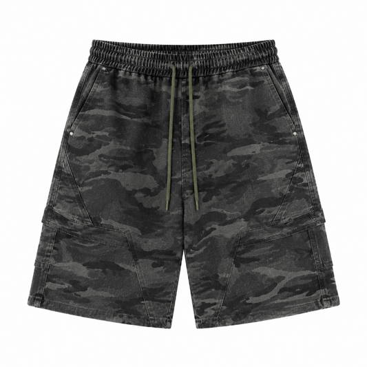 Men's Techwear Camo Cargo Shorts – Relaxed Fit Utility Casual Shorts