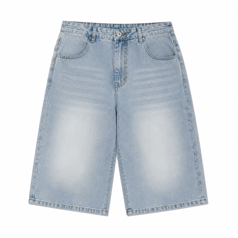 Straight-Leg Washed Denim Bermuda Shorts