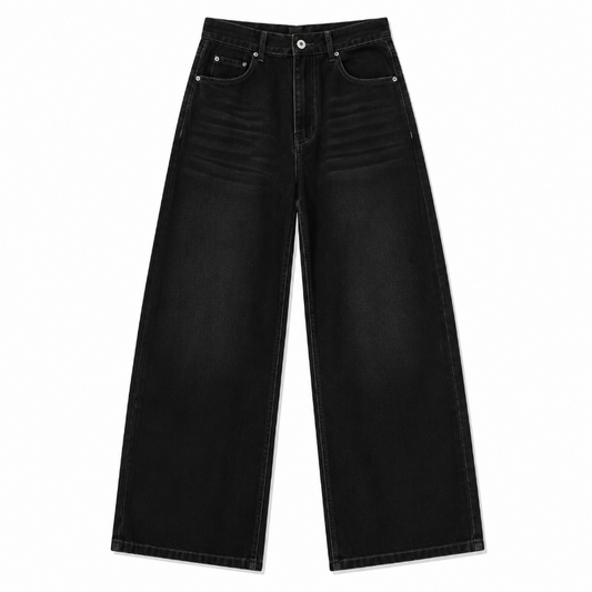 Straight-Leg Washed Denim Trousers