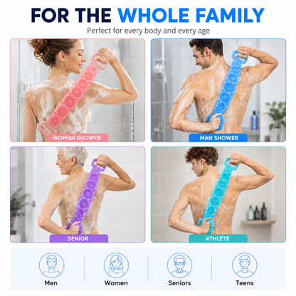 🛁2PCS Silicone Back Scrubber Strap – Double-Sided Exfoliating Body Brush with Soft Massage Bristles for Deep Cleansing & Easy Reach