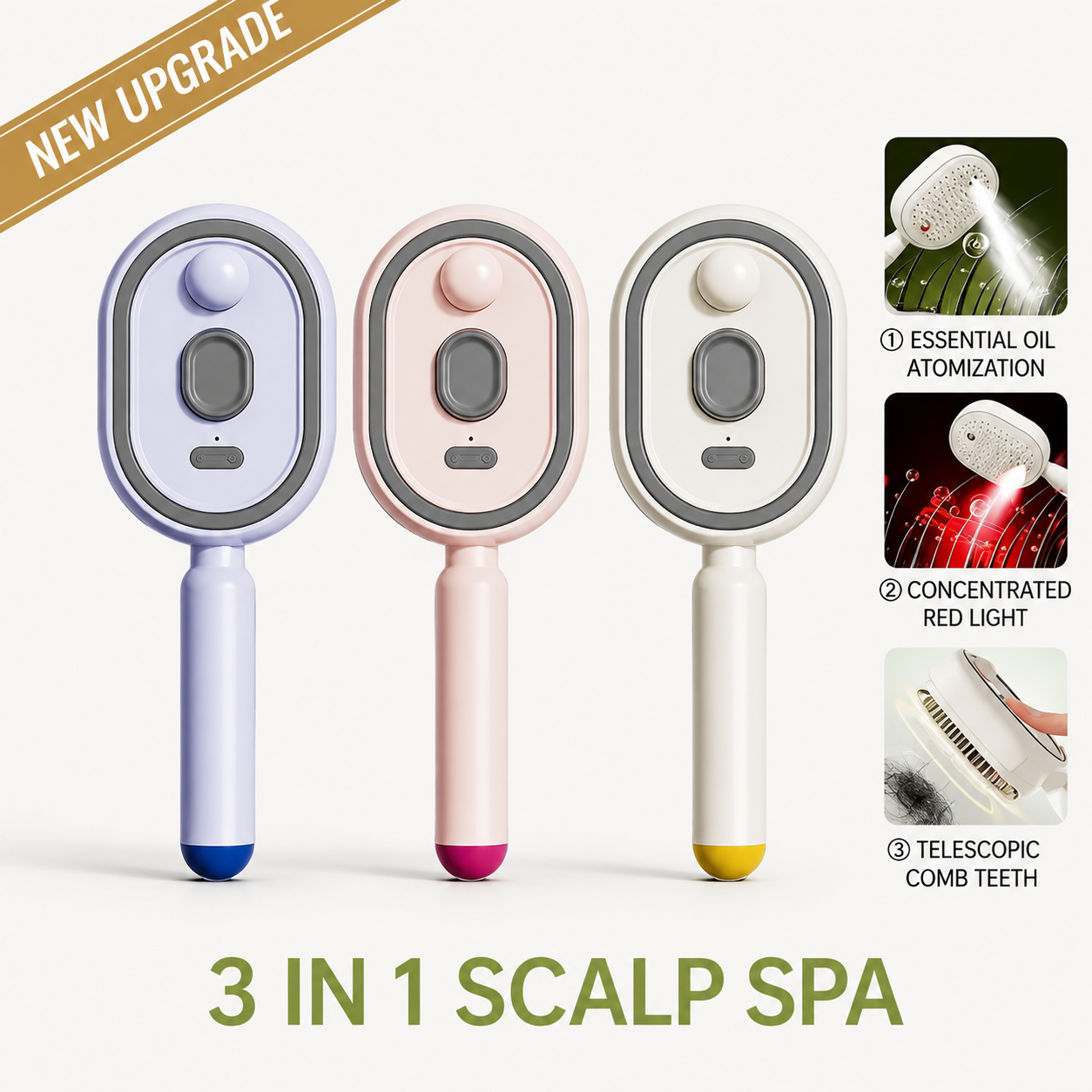 ✨ Electric Spray Air Cushion Massage Comb 💆‍♀️ Essential Oil Infusion • Red Light Therapy • Anti-Static Hair Care