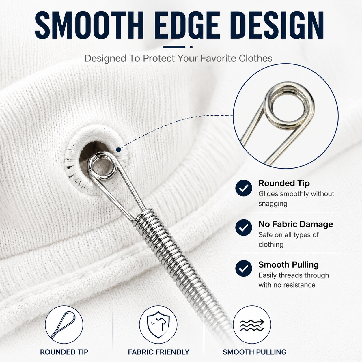 🧵3PCS Flexible Drawstring Threader Tool – Spring Loop Cord Puller for Hoodies, Pants, Skirts & Elastic Waistbands