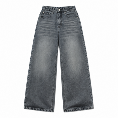 Straight-Leg Washed Denim Trousers
