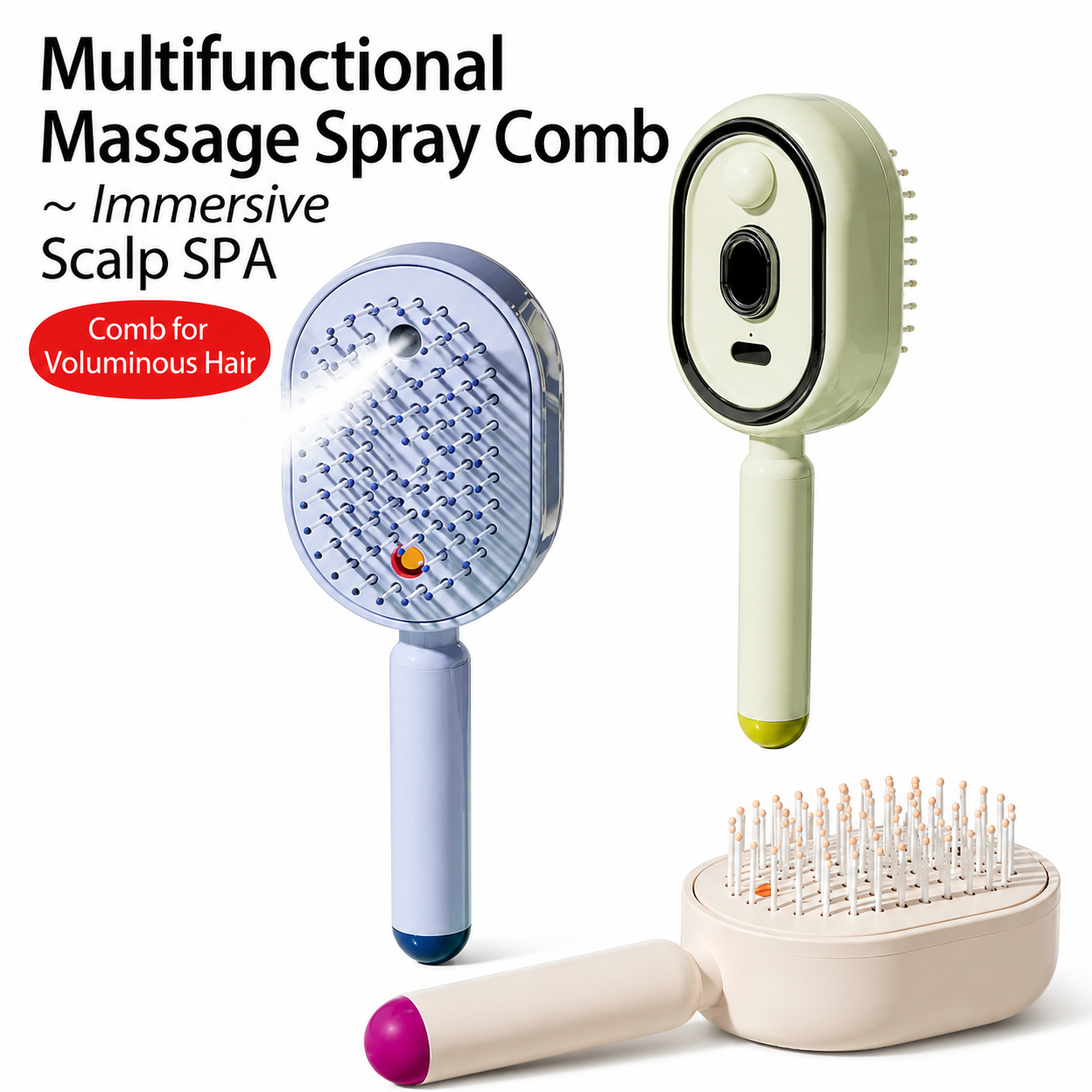 ✨ Electric Spray Air Cushion Massage Comb 💆‍♀️ Essential Oil Infusion • Red Light Therapy • Anti-Static Hair Care