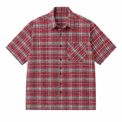 Men's Plaid Short Sleeve Shirt – Relaxed Fit Casual Button Up Shirt
