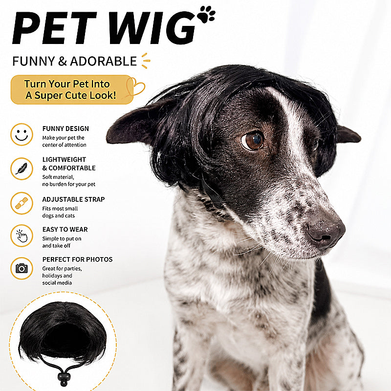Cute Pet Wig for Dogs & Cats – Funny Dress-Up Hair Costume for Small Pets