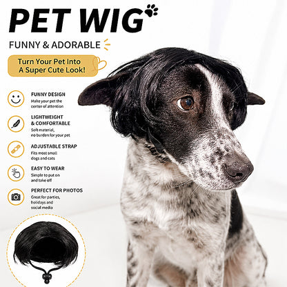 Cute Pet Wig for Dogs & Cats – Funny Dress-Up Hair Costume for Small Pets