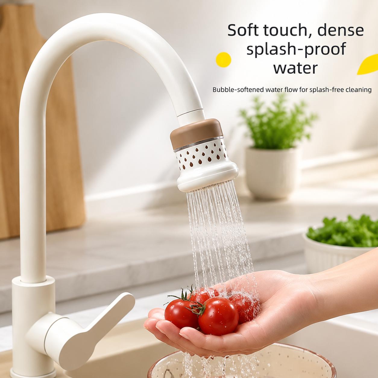 Miniature Water Faucet Filter with Multi-Layer Filtration for Fresh Water Kitchen Vegetable Washing Splash Guard Rotatable Water-Saving Purifier for Home Use